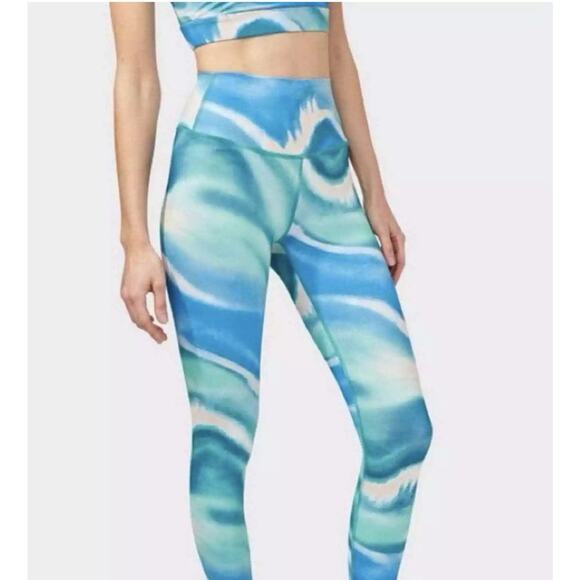 SPLITS59 SET - BLUE/GREEN TIE DYE GERI BRA TOP & LIV HIGH WAIST LEGGINGS - Picture 5 of 15